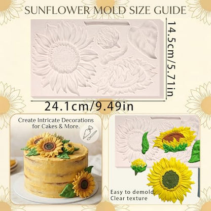 Oversized Sunflower Silicone Mold Leaves Fondant Mold