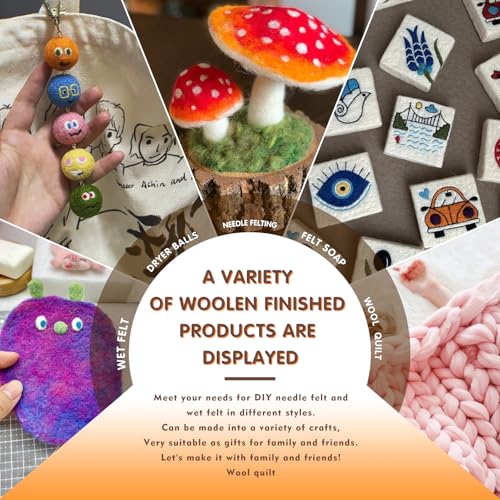 3.53oz Needle Felting Wool Roving Wool for Felting Wool Felting Supplies (3.5 Ounce)