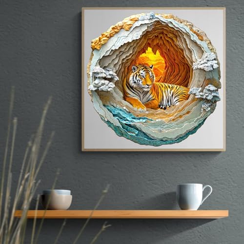 3D Cute Tiger Puzzles Adults Gifts for Women Men Wooden 100 Pieces 8.5 * 8.5in