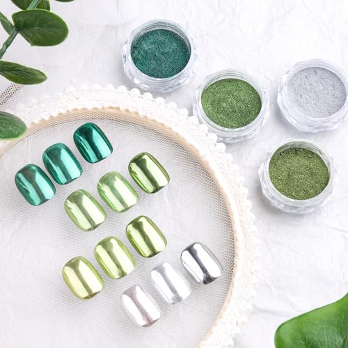 4 Colors Chrome Nail Powder Set Metallic Mirror Effect Nail Chrome Powder