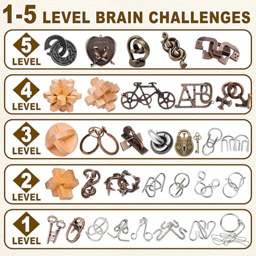 32 Pcs Brain Teaser Puzzles Set for Adults Kids (32 Count)