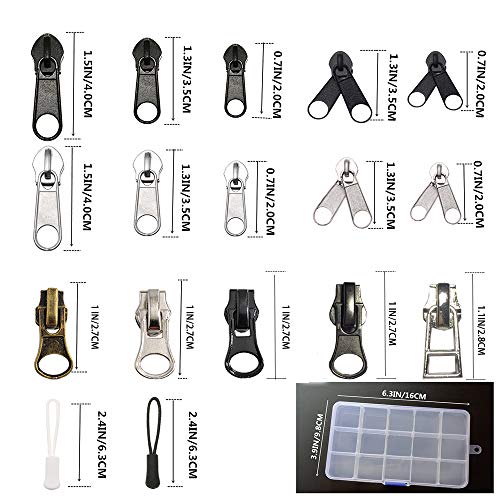 255 Pcs Zipper Repair Kit with Pliers Fix Zippers Sliders Pull Stop (255 Count)