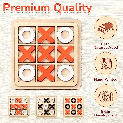 12 Pcs Mini Wooden Tic Tac Toe Board Game (12 Count)