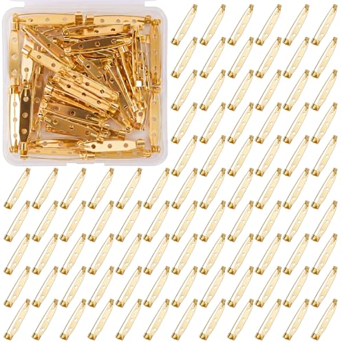 100 Pcs Brooch Pin Backs Bar Pins Backs for Crafts Safety Clasp with Plastic Box (100 Count)