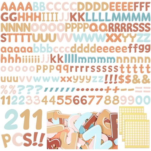 221 Pcs Retro Boho Bulletin Board Letters for Classroom Wall (225 Count)