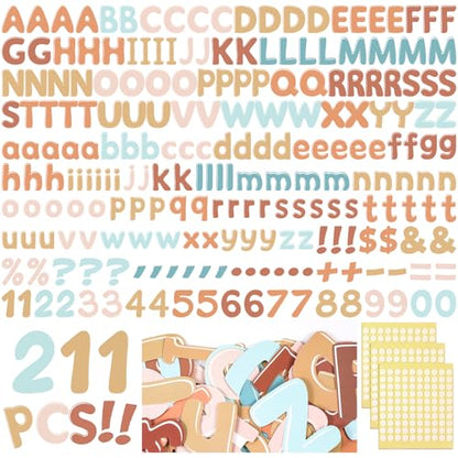 221 Pcs Retro Boho Bulletin Board Letters for Classroom Wall (225 Count)