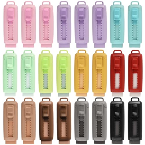 24 Pcs Cute Retractable Eraser for Pencils Cute School Supplies Kawaii Erasers for Kids Fun Cartoon Erasers Back to School Supplies Kid Party Favors Gift