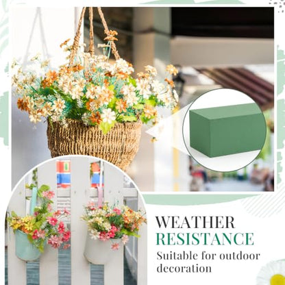 8 Pcs Green Reusable Floral Foam Blocks Water Weather Resistant Dry Floral Foam for Artificial Flower Arrangements Outdoor Hanging Florist Plant Bases for DIY Wedding