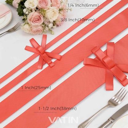 Coral Satin Ribbon 3 (150 Foot)