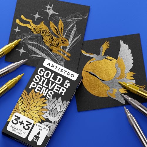 6 Gold & Silver Metallic Acrylic Paint Pens (6 Count)