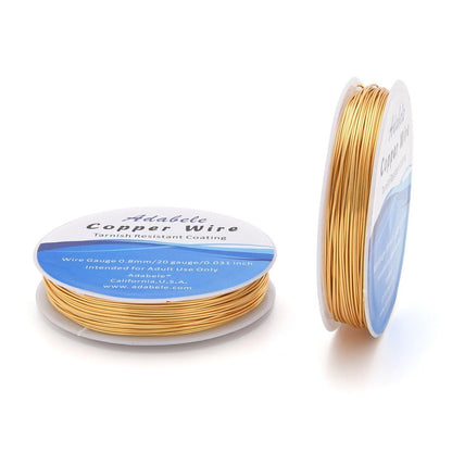Adabele 65 Feet Premium Tarnish Resistant Round Jewelry Wire Copper Beading Wire Spool Bulk (0.8mm/20 Gauge) 18K Gold Plated for DIY Craft Jewelry Making BF286-8 - Crafty Corner