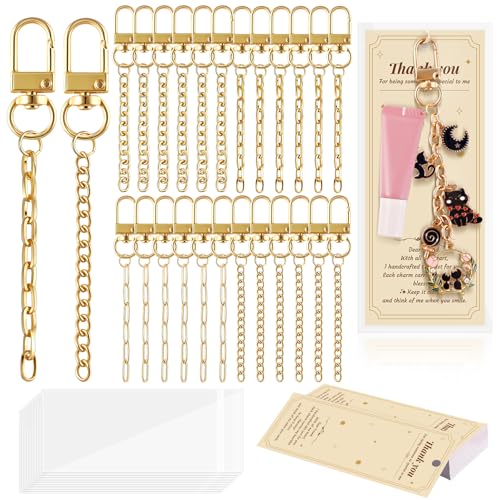 24 Set Lip Gloss Keychain Making Kit with Gift Packaging Supplies (24 Count)