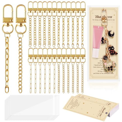 24 Set Lip Gloss Keychain Making Kit with Gift Packaging Supplies (24 Count)