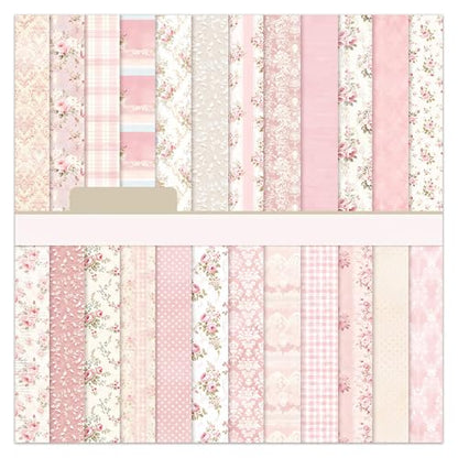 6 Inch Pink Flowers Scrapbooking Paper Pad (24 Count)