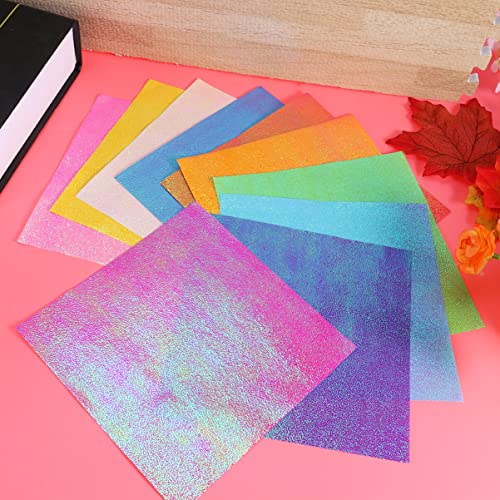 100pcs Shiny Origami Paper Iridescent Paper Square Shiny Folding Decoration for Crafts Projects