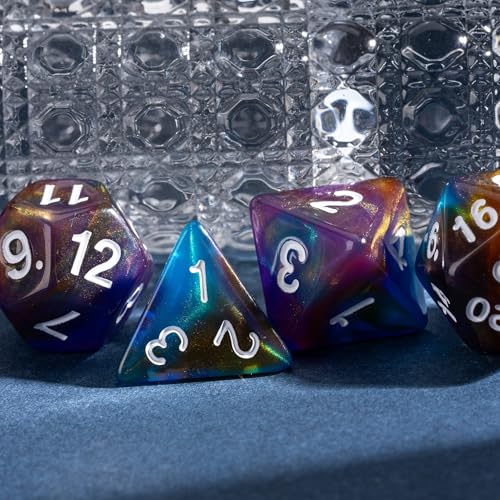 7 Die DND Dice Set Polyhedral Dice Set with a Leather Dice Bag (7 Count)