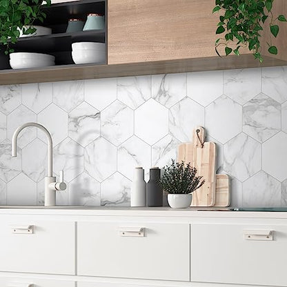 45 Sheet Hexagon Peel and Stick Backsplash (10 Sq Ft)