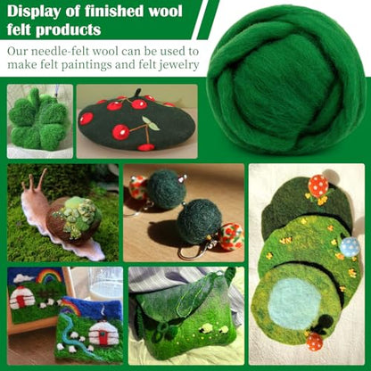 1.76oz Green Natural Wool Roving