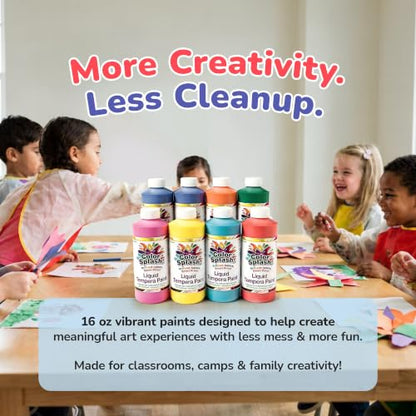 W18 16-oz. Liquid Tempera Assortment (Pack of 12) (192 Fl Oz)