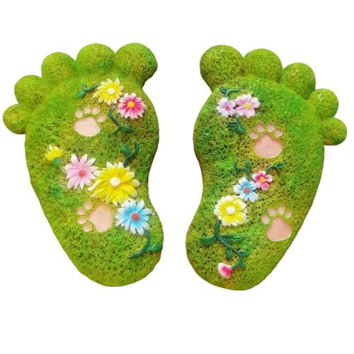 Outdoor Non Slip Stepping Stone Garden Decoration Stone Footprint Shape2PS (2 Count)
