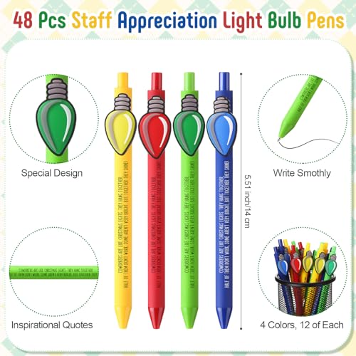 48 Pcs Christmas Gifts for Coworkers Bulk Ballpoint Pens Coworkers Are Like Christmas Lights Appreciation Gifts for Office Staff Stocking Stuffers (48 Count)