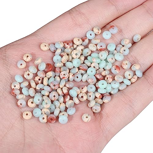 Natural Shoushan Disk Stone Beads 4x2mm 160pcs Rondelle Loose Semi Gemstone Beads for Jewelry Making Design (160 Count)