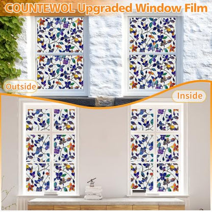 Window Privacy Film with Installation Tools Home Decorative Colored Glass Window Stickers Reusable electrostatic Rainbow Stickers