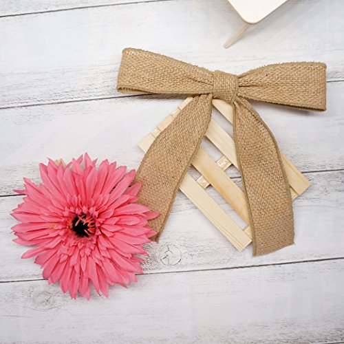 Burlap Fabric Wired Ribbon 1.5" x 20 Yards Natural Color for Christmas Home Wedding Decor Gift Wrapping Tree Topper Bow Wreath Bouquet DIY Crafts (60 Foot)