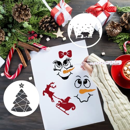 Christmas Stencils for Crafts Reusable 3" Small Holiday Stencils (56 Count)
