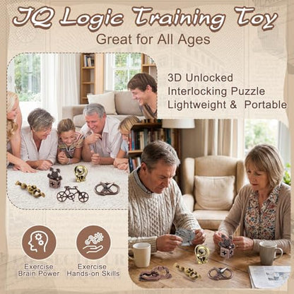 9 Pcs Metal Brain Teasers 3D Steel Puzzle Set (9 Count)