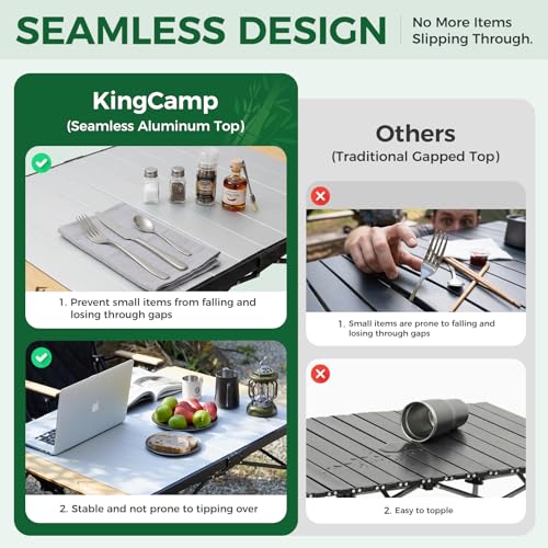 Camping Table Folding Portable Table Aluminum Roll Up Lightweight Foldable Large Camp Table for Indoor Outdoor Picnic Backyard
