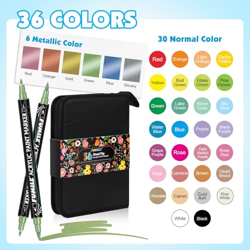 36Color Acrylic Paint Markers Set (36 Count)