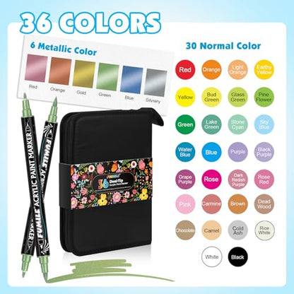36Color Acrylic Paint Markers Set (36 Count)