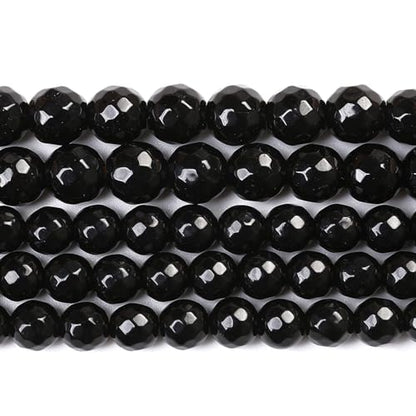 45pcs 8mm Natural Faceted Black Agate Stone Beads for Jewelry Making Energy Healing Beads DIY Bracelet Necklace Accessories 15"