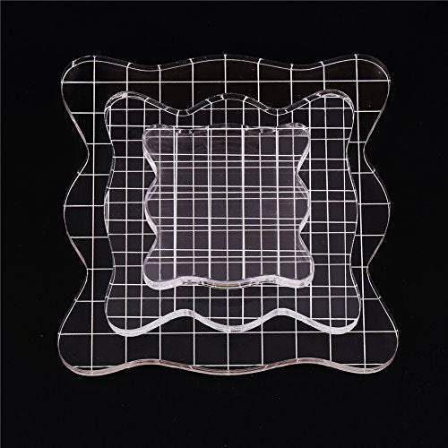 Acrylic Clear Rubber Stamping Blocks Set with Grid Package of 3 (3 Count)