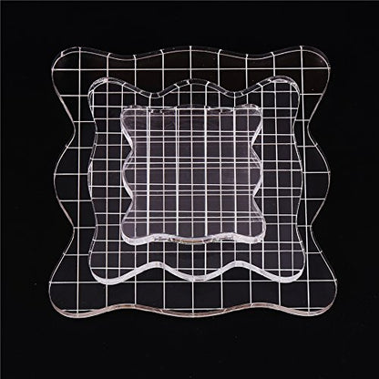 Acrylic Clear Rubber Stamping Blocks Set with Grid Package of 3 (3 Count)