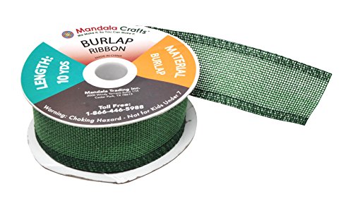1 1 2 Inch Wide Green Burlap Ribbon for Crafts (60 Foot)