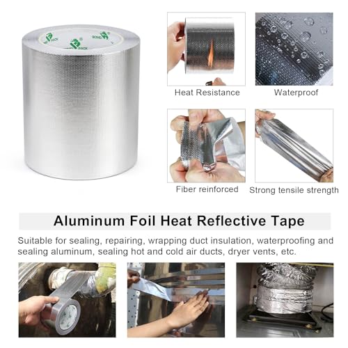 Adhesive Aluminum Foil Heat Shield Tape 1 Pack 5 inch x 66ft (66 Foot)