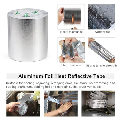 Adhesive Aluminum Foil Heat Shield Tape 1 Pack 5 inch x 66ft (66 Foot)