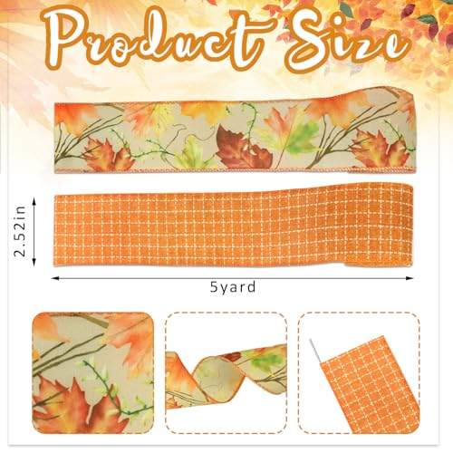 2 Rolls 10 Yards Fall Wired Edge Ribbons