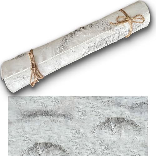 Artificial Birch Bark 3D Realistic Texture 78.7in*19.7in（10.8 Sq.ft）Silicone Material Faux Tree Bark Nature