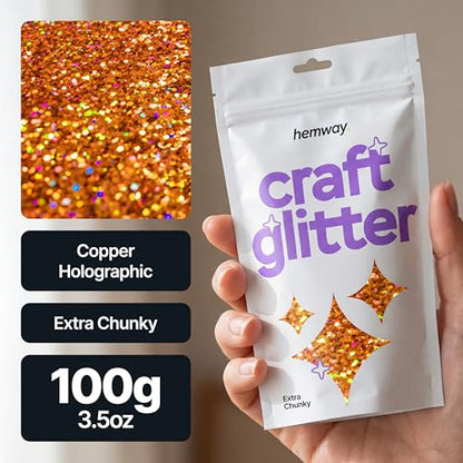 Craft Glitter Copper Holographic 100g Extra Chunky Glitter (3.5 Ounce)