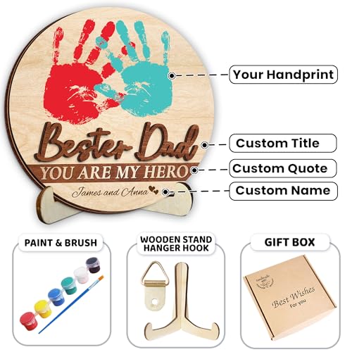 Personalized Hands Down Best Dad Ever Handprint Kit with Acrylic Paints