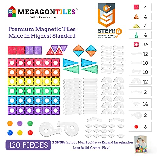 Marble Run Magnetic Tiles Set 120PCS (120 Count)