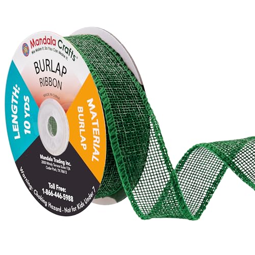 1 Inch Wide Green Burlap Ribbon for Crafts (120 Foot)