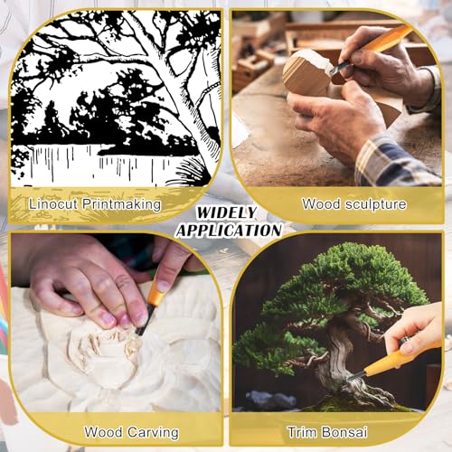 5 Pcs Linoleum Carving Tool Set Wood Handle Linocut (5 Count)