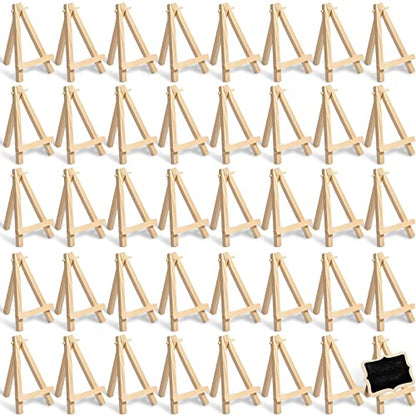 40 Pack 5 Inch Mini Wood Easel Stand Mini Wood Display Easel Wooden Tripod Holder Stand for Painting Portable Canvas Photo Picture Sign Displaying Small Business Cards Artist Phone Wedding (40 Count)
