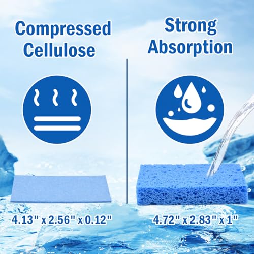 Sponges Kitchen 10 Pack Natural Compressed Cellulose Sponges for Dishes Non Scratch for Household Cookware Bathroom Cars Soft Super Absorbent Reusable
