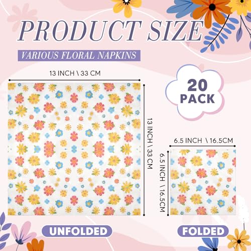 36 Pack 9 Styles Decoupage Napkins Little Colorful Floral Napkins (36 Count)