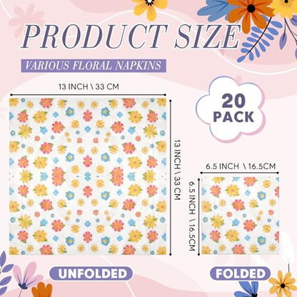 36 Pack 9 Styles Decoupage Napkins Little Colorful Floral Napkins (36 Count)